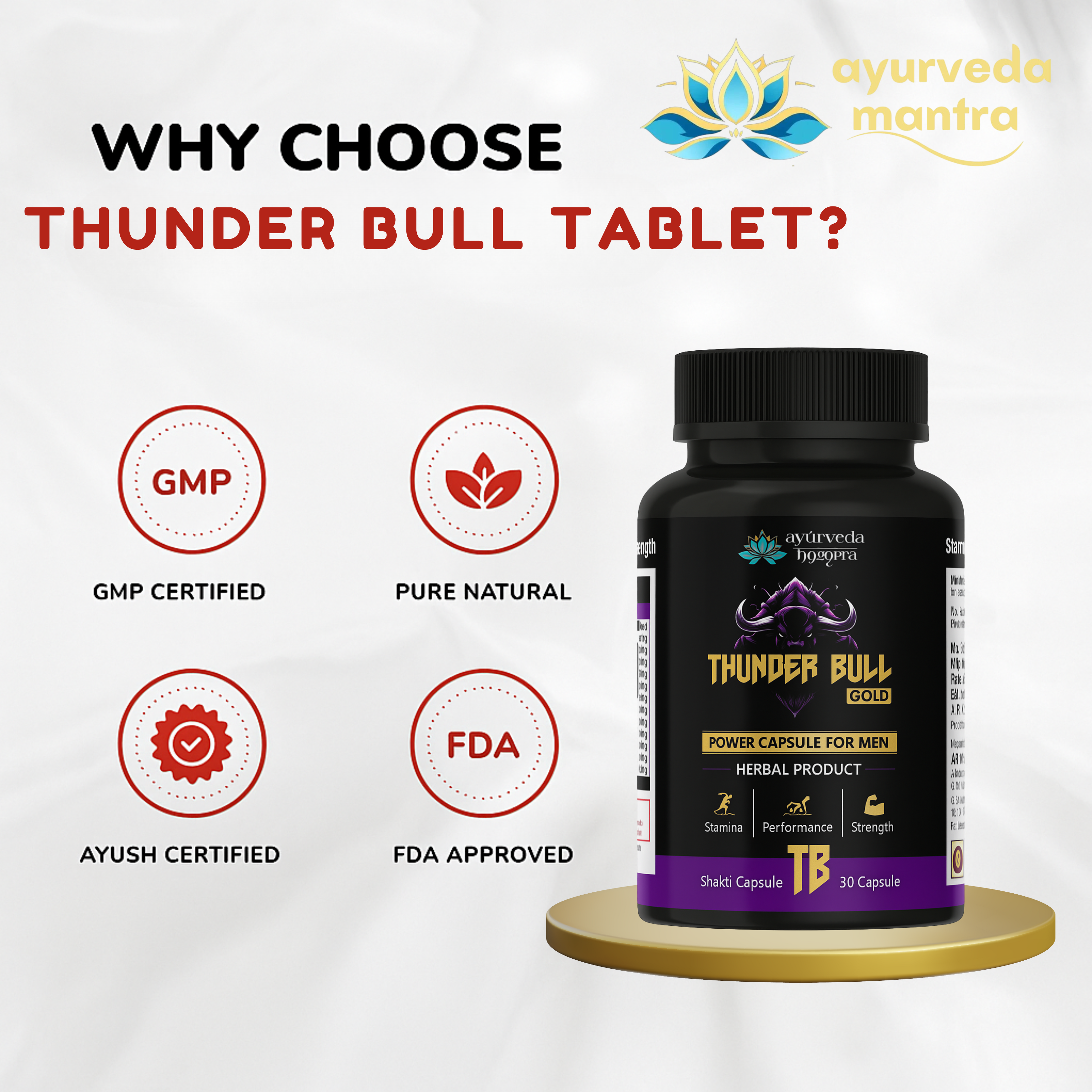 Thunder Bull Gold: Ayurvedic Power Capsules for Stamina, Performance & Strength