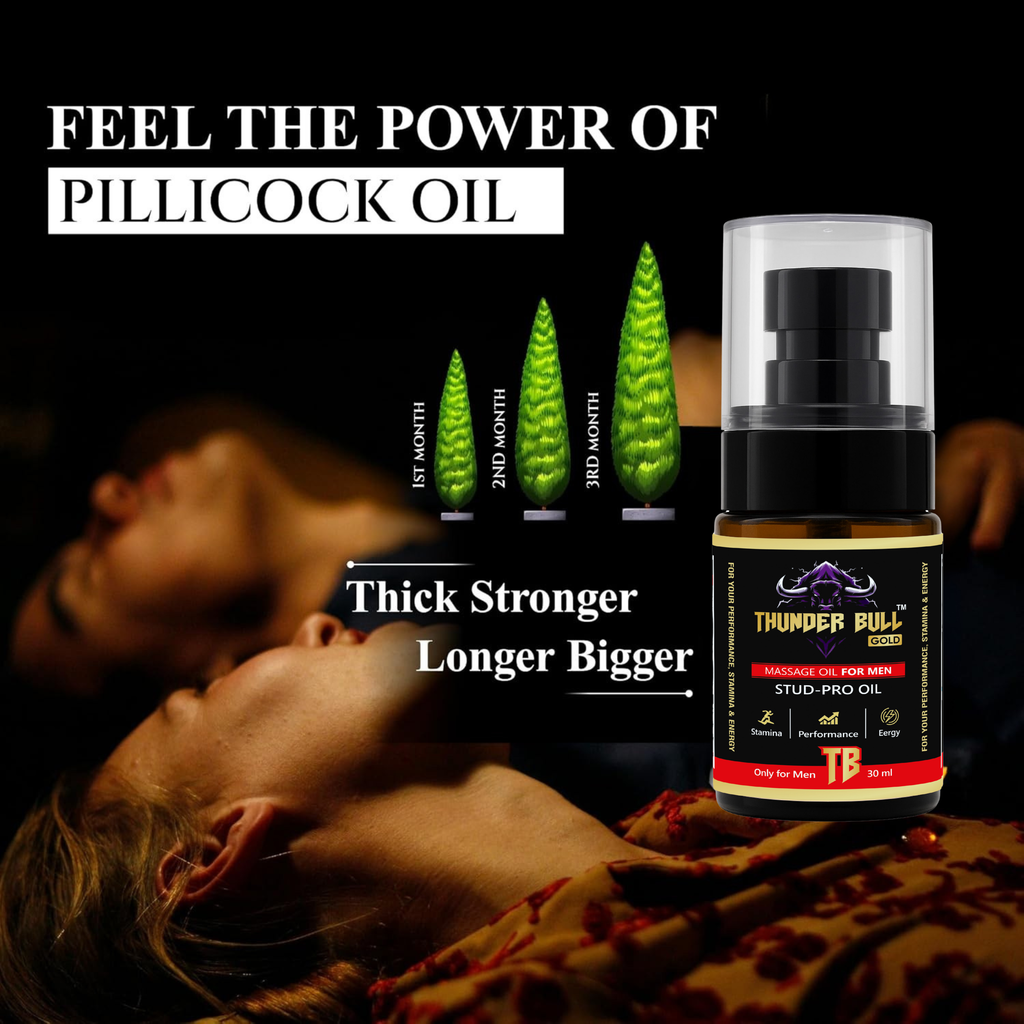 The Ultimate Ayurvedic Performance Combo – 2x Thunder Bull Gold Stud-Pro Oil (50ml) + FREE Thunder Bull Booster Pack (10 Capsules)