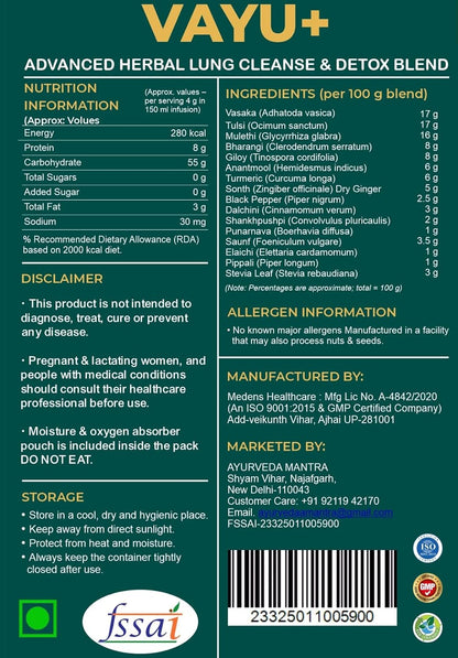 Vayu+ Lung Support Herbal Tea Powder