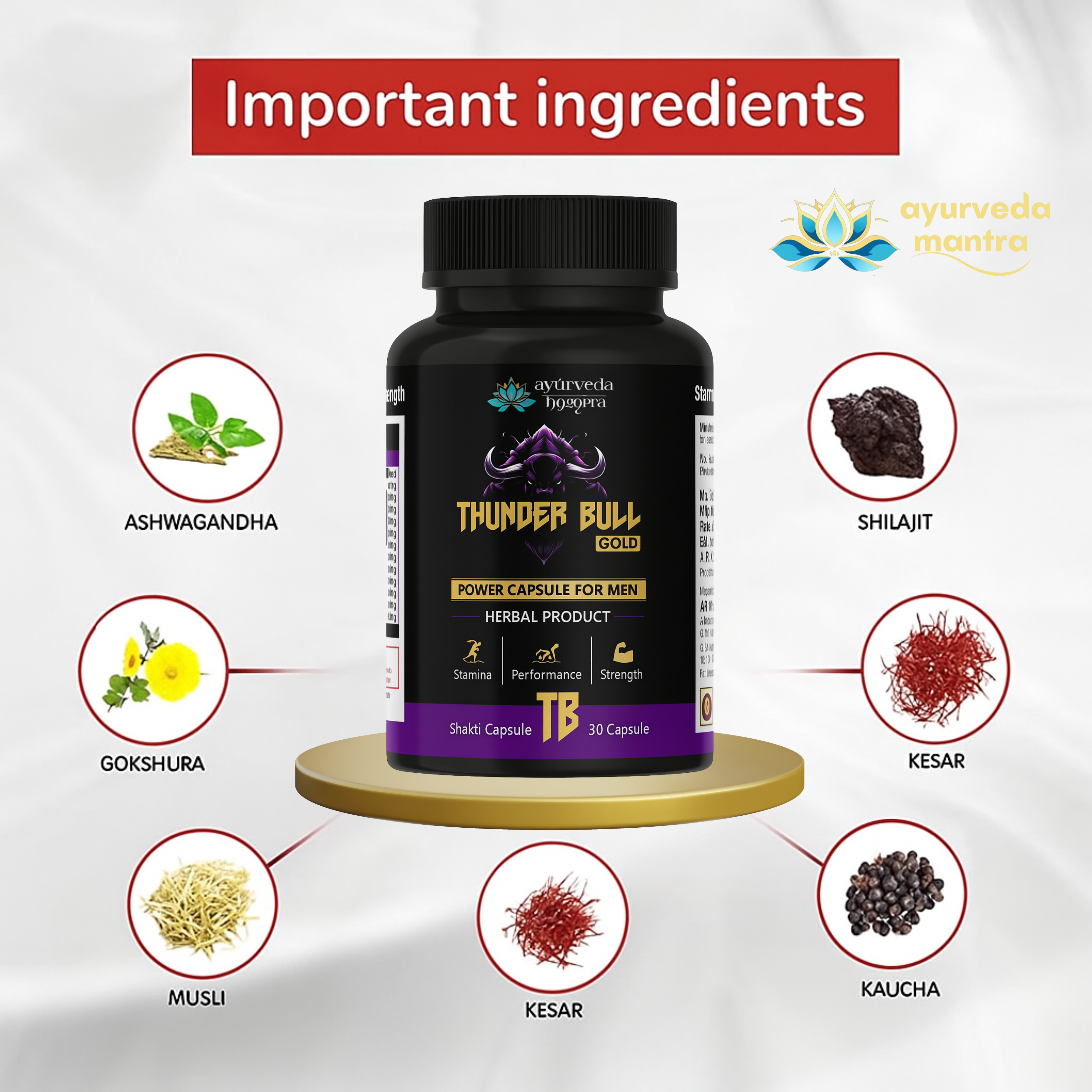 Thunder Bull Gold: Ayurvedic Power Capsules for Stamina, Performance & Strength