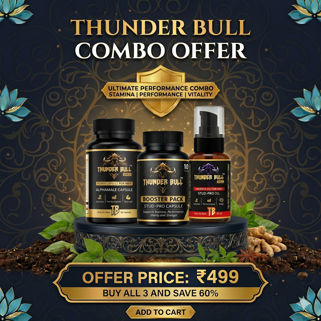 Thunder Bull Gold Performance Megacombo – Alphamale Capsules, Stud-Pro Capsules & Stud-Pro Oil (Save 60%)
