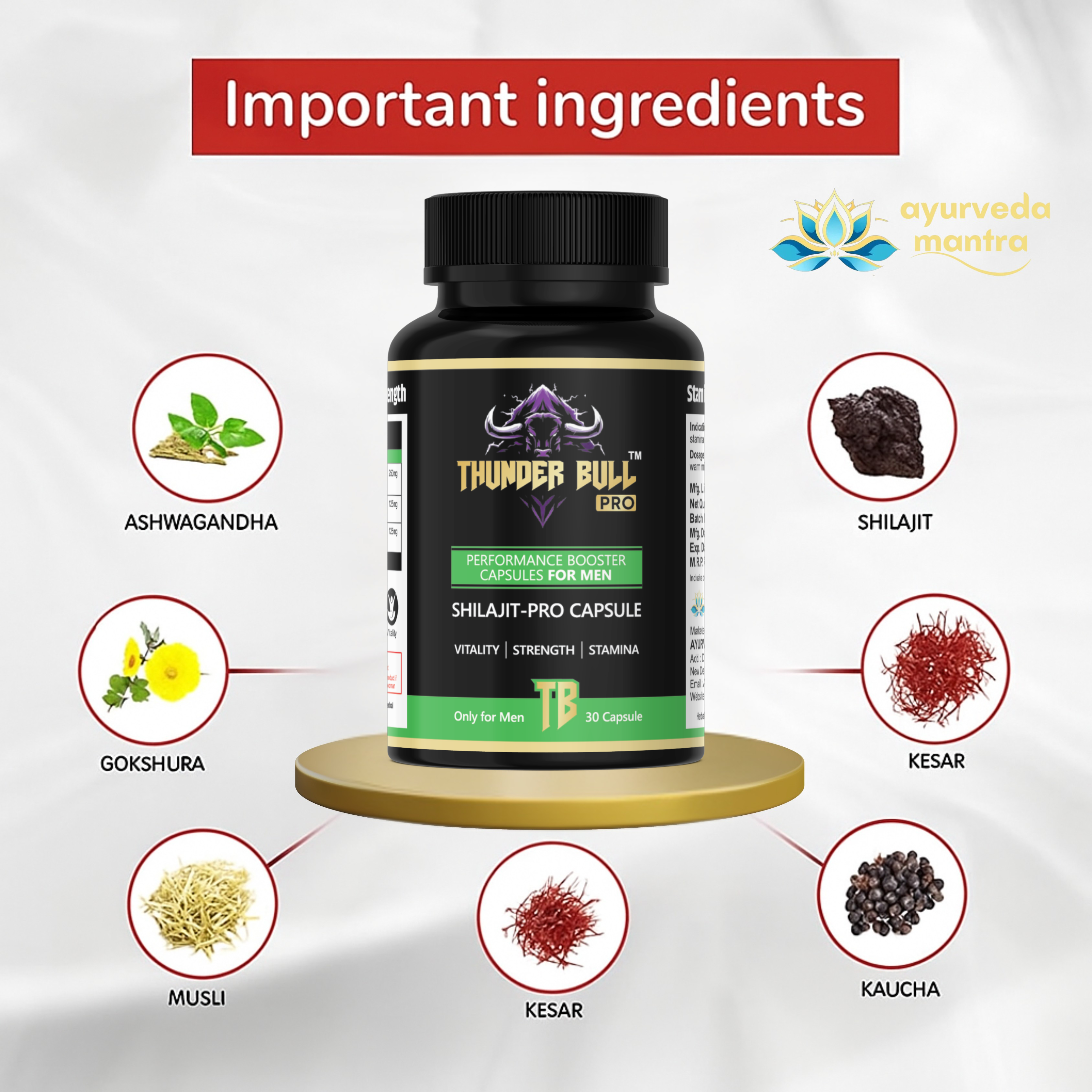 Thunder Bull Ultimate Men's Performance Combo – Pro Shilajit & Gold Alphamale Capsules (Buy 1 Get 1 Free)