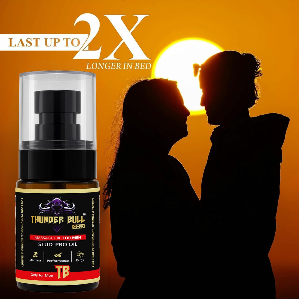 Premium Men's Health Combo – Thunder Bull Gold Stud-Pro Oil (30ml) + Free Bhasmasur Loh Bhasm Capsules